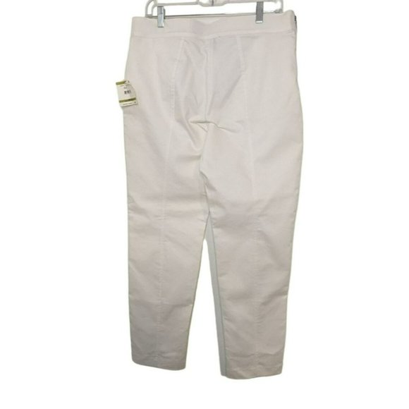 Anne Klein Womens 14 White Tapered Ankle Dress Pants Stretch Side Zip - Picture 2 of 5